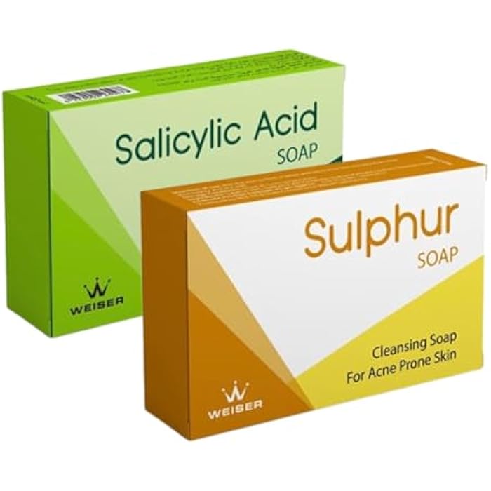 WEISER Salicylic Acid Soap & Sulphur Soap Set, Cleansing Bar for Acne Prone Skin, 2-Pack - Image 1